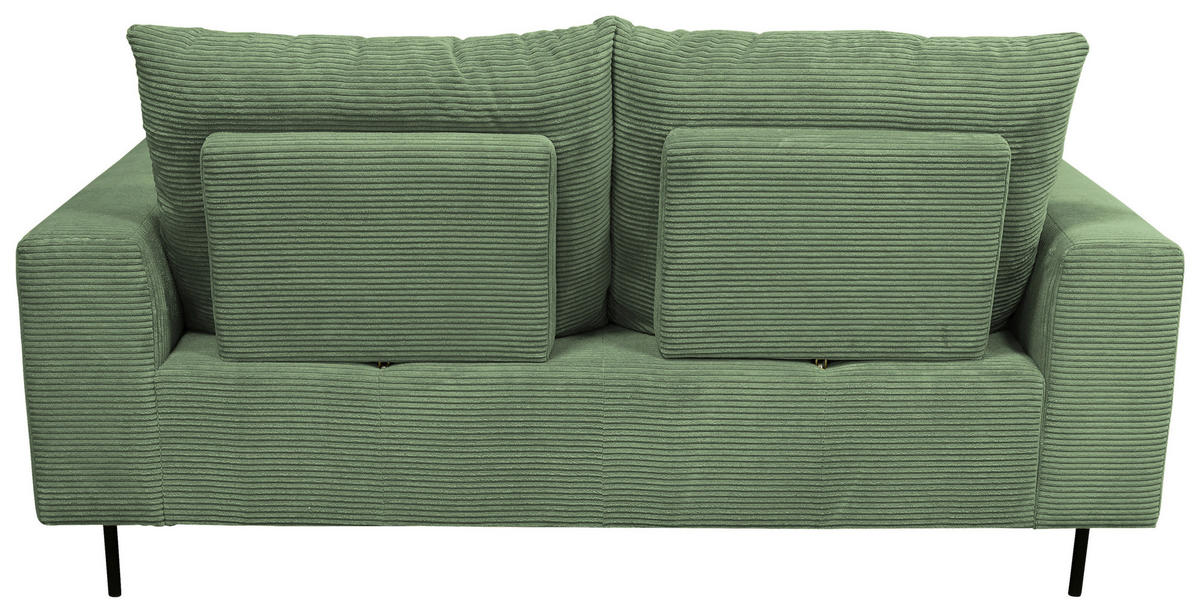 BIGSOFA Cord Salbeigrün  - Salbeigrün/Schwarz, KONVENTIONELL, Textil/Metall (246/100/116cm) - Carryhome