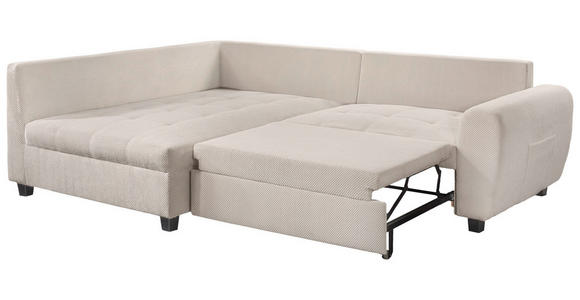 ECKSOFA  in Plüsch Creme  - Creme/Schwarz, KONVENTIONELL, Kunststoff/Textil (175/249cm) - Carryhome