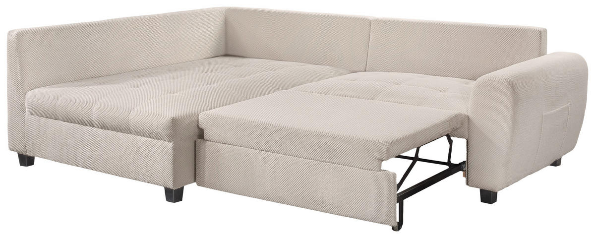 ECKSOFA Creme Plüsch  - Creme/Schwarz, KONVENTIONELL, Kunststoff/Textil (175/249cm) - Carryhome