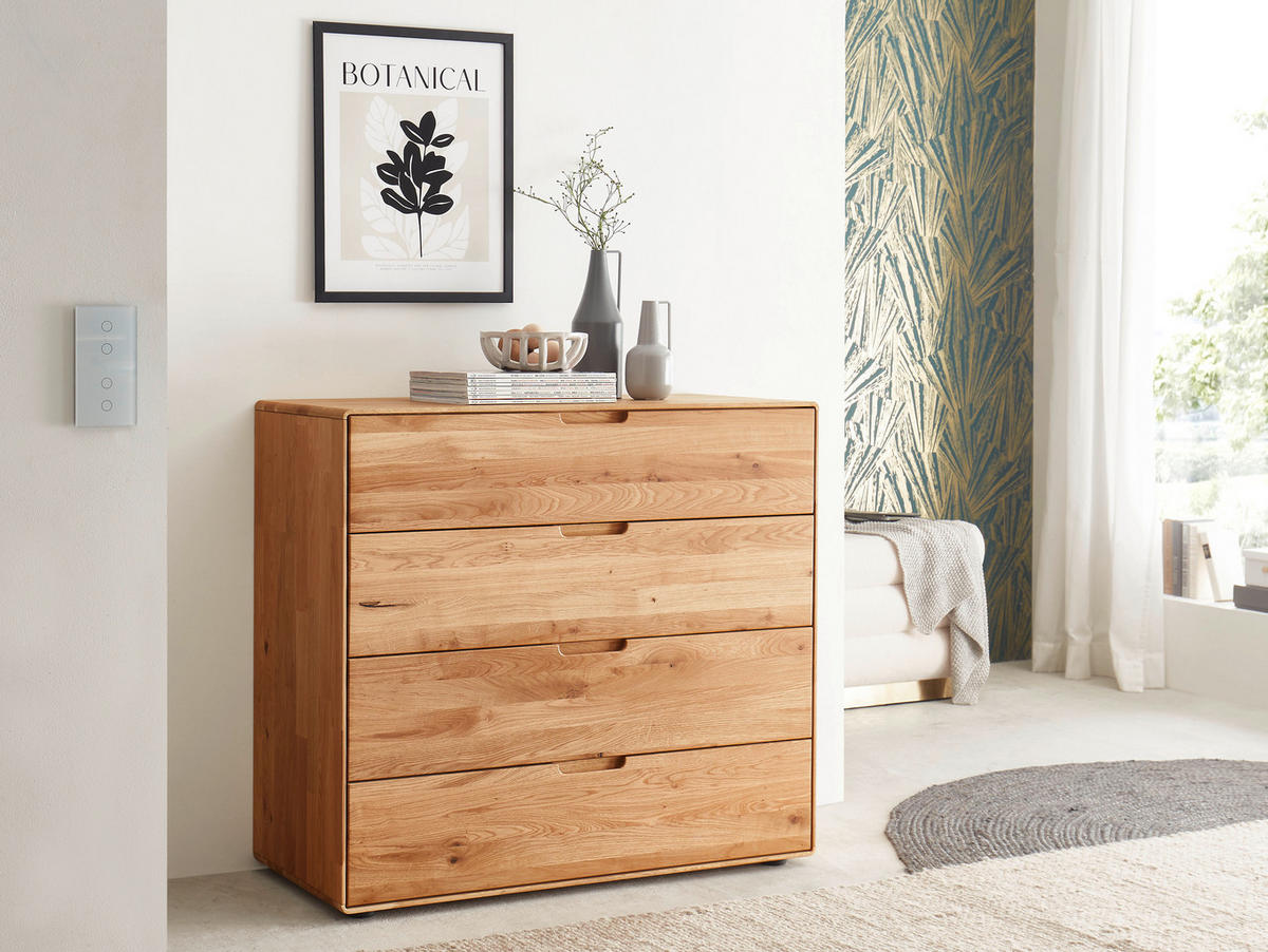 KOMMODE , 100/91/40 cm, 4 Schublade(n)  - Wildeiche, Design, Holz (100/91/40cm) - Livetastic