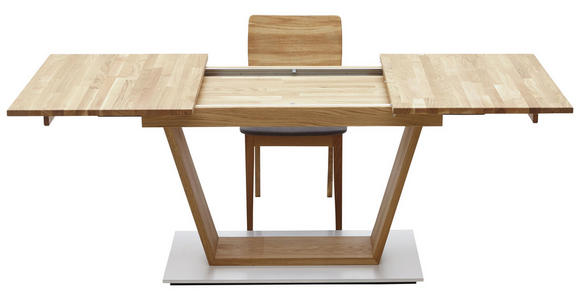 ESSTISCH in Holz 130(180)/90/76 cm - Edelstahlfarben/Eichefarben, KONVENTIONELL, Holz (130(180)/90/76cm) - Voleo