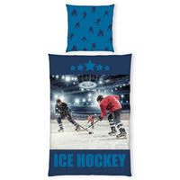 JUGENDBETTWÄSCHE EISHOCKEY Renforcé 135/200 cm  - Blau/Rot, Basics, Textil (135/200cm) - Herding