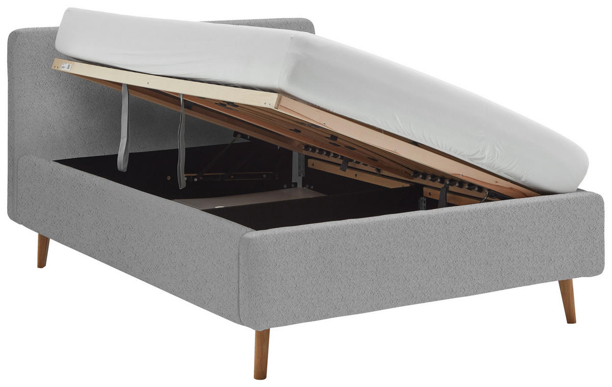 POLSTERBETT 140/200 cm  in Grau  - Eichefarben/Birkefarben, Design, Holz/Textil (140/200cm) - MID.YOU