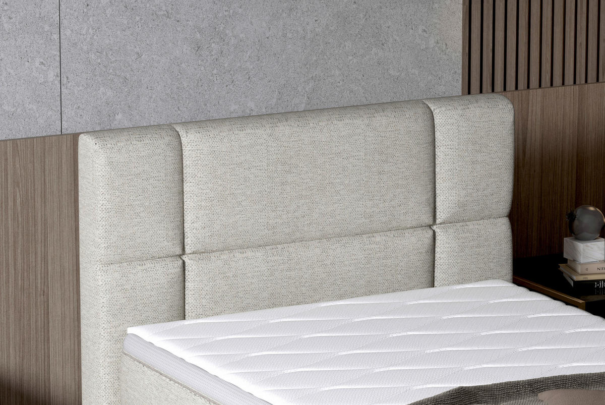 BOXSPRINGBETT 100/200 cm  in Beige  - Beige/Schwarz, KONVENTIONELL, Holz/Kunststoff (100/200cm) - Esposa
