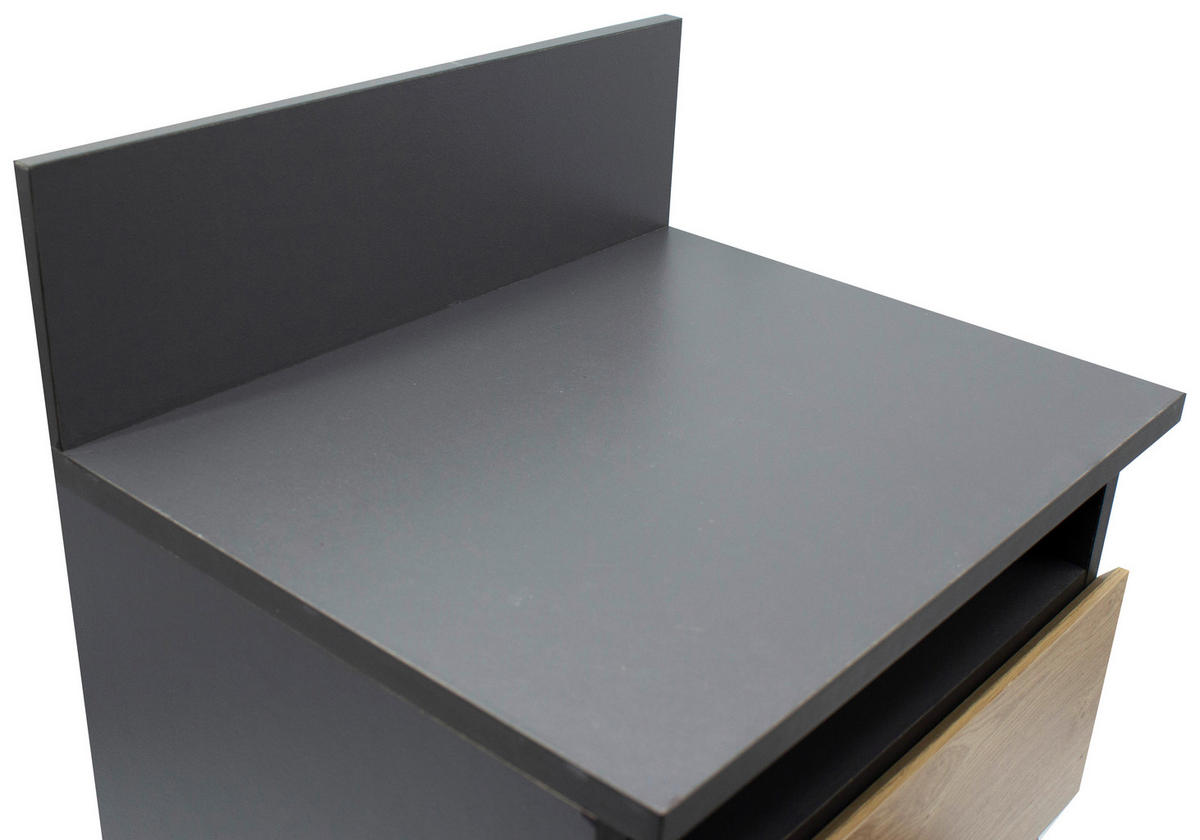 NACHTSCHRANK 39,7/59/32 cm, Anthrazit, Eiche Artisan,  - Anthrazit/Eiche Artisan, Basics, Holzwerkstoff (39,7/59/32cm) - Boxxx