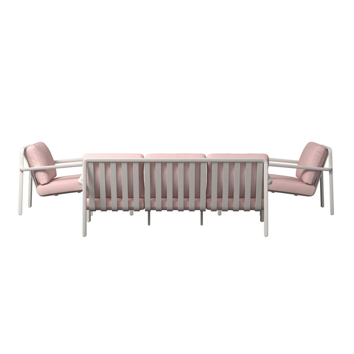 GARTENSET 4-teilig Webstoff Aluminium 4-teilig  - Beige/Rosa, MODERN, Textil/Metall - Amatio