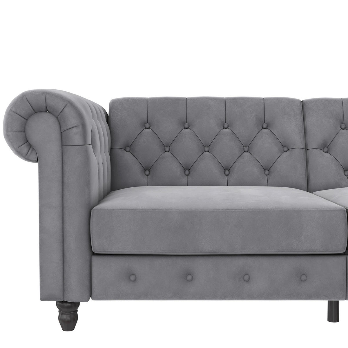 SCHLAFSOFA FIRENZE in Velours Hellgrau Vintage, Skandinavisch, Modern  - Hellgrau/Schwarz, Basics, Holz/Textil (236/83/87cm) - Livetastic