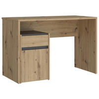 PISALNA MIZA umetna masa, leseni material barve hrasta, siva  - siva/barve hrasta, Moderno, umetna masa/leseni material (110/72,7/52,7cm) - MID.YOU