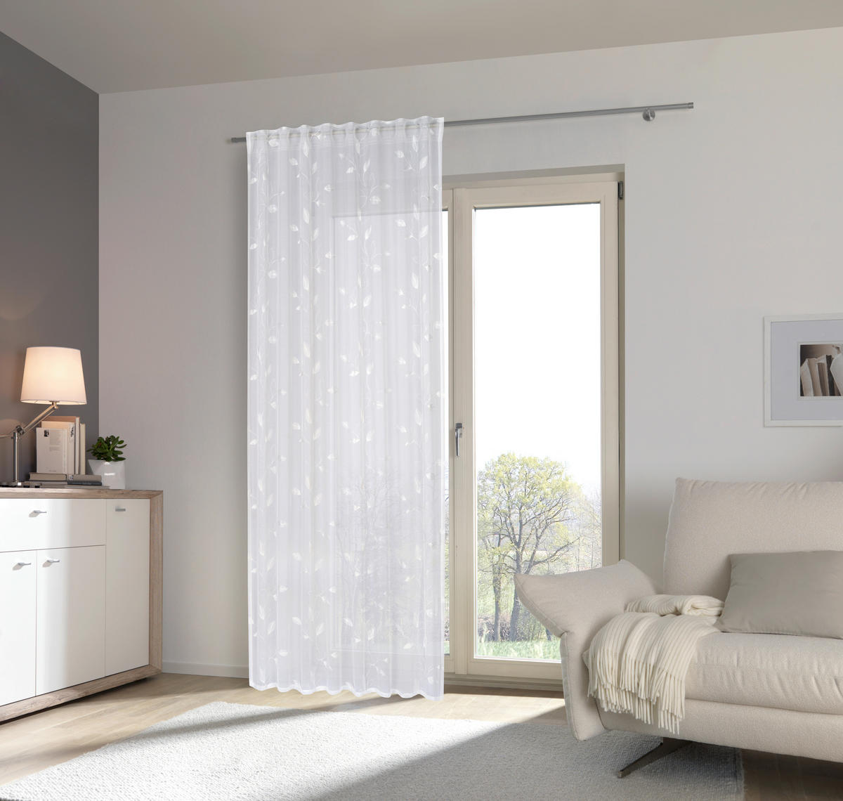 HOTOVÝ ZÁVĚS, průhledné, 135/245 cm - bílá, Trend, textil (135/245cm) - Esposa