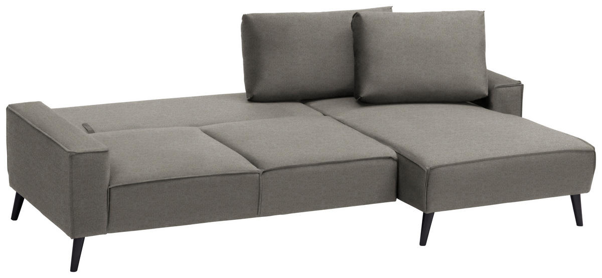 ECKSOFA in Velours Greige  - Greige/Schwarz, Basics, Holz/Textil (260/161cm) - Carryhome