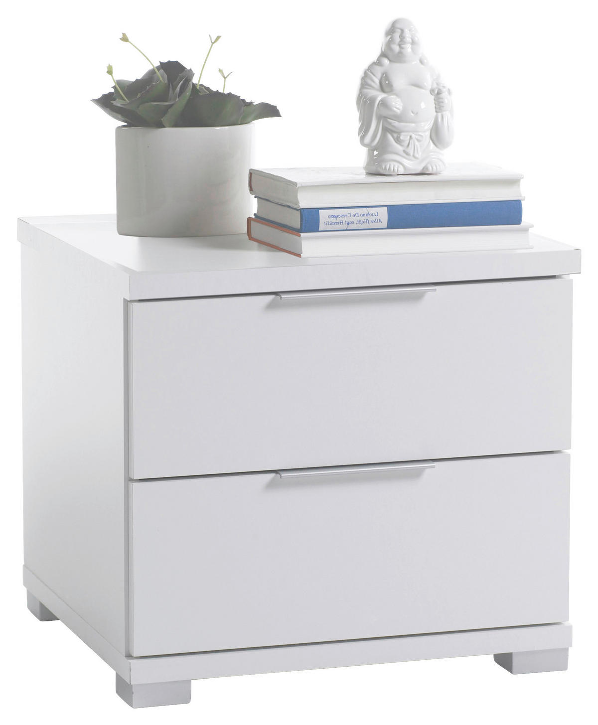 SÄNGBORD i vit  - vit/silver, Basics (46/43/42cm) - P & B
