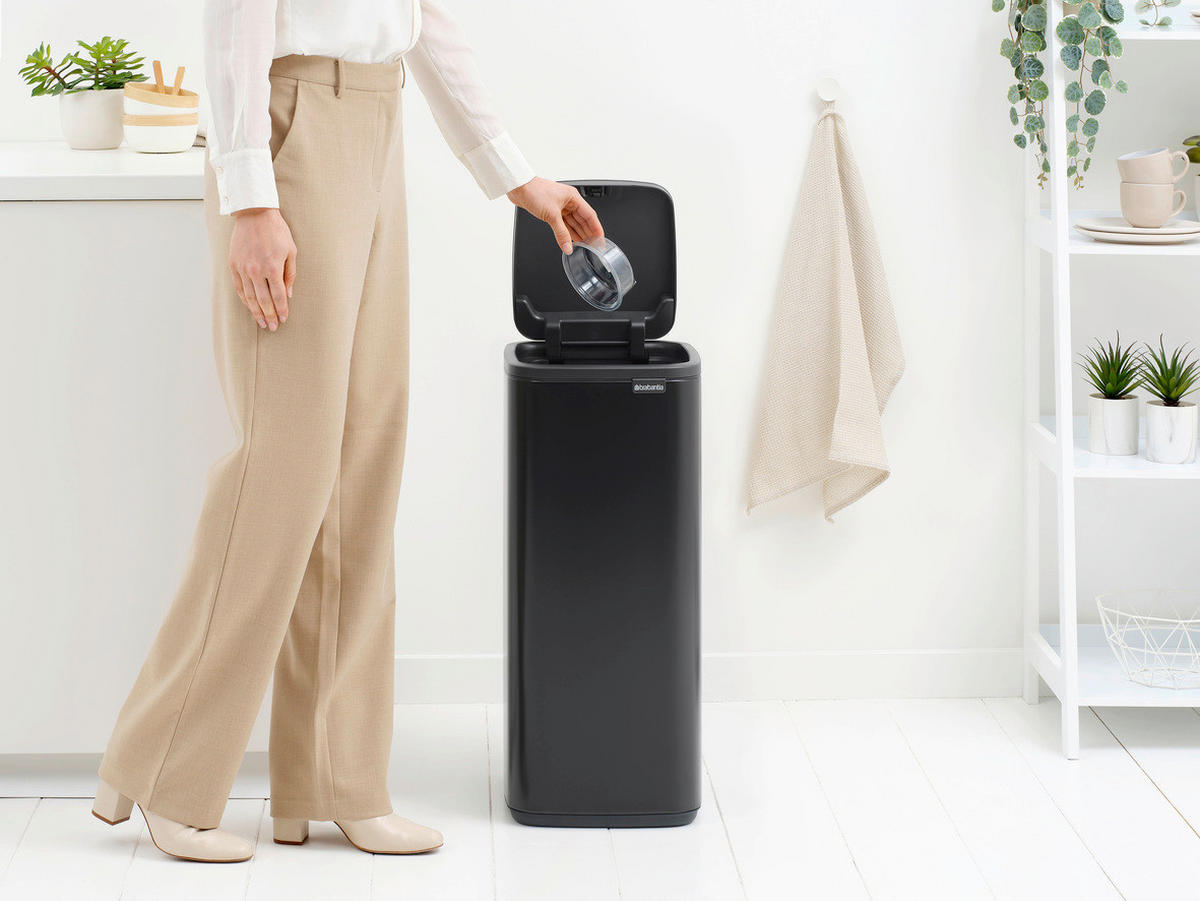 KANTA SA PAPUČICOM  30 l   - crna/antracit, Dizajnerski, metal/plastika (28/65/30,5cm) - Brabantia