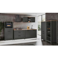 KÜCHENLEERBLOCK 430 cm   in Anthrazit, Eiche Artisan  - Anthrazit/Schwarz, MODERN, Glas/Holzwerkstoff (430cm) - home24
