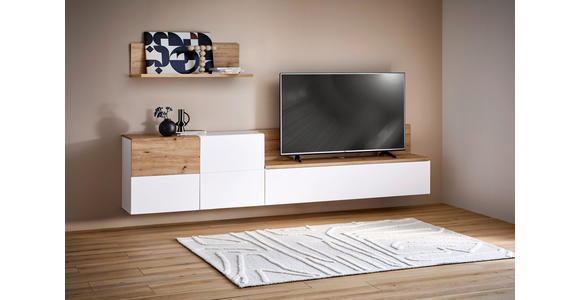 WOHNWAND 4-teilig  in Weiß, Eiche Artisan  295/65/42 cm  - Schwarz/Weiß, MODERN, Holzwerkstoff/Kunststoff (295/65/42cm) - Carryhome