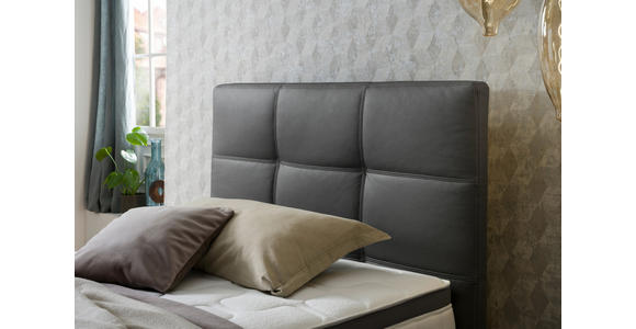 BOXSPRINGBETT 160/200 cm  in Anthrazit  - Chromfarben/Anthrazit, KONVENTIONELL, Leder/Textil (160/200cm) - Novel