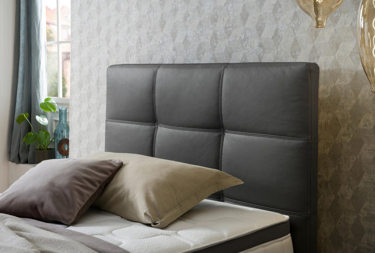 BOXSPRINGBETT 140/200 cm  in Schwarz  - Chromfarben/Schwarz, KONVENTIONELL, Leder/Textil (140/200cm) - Novel