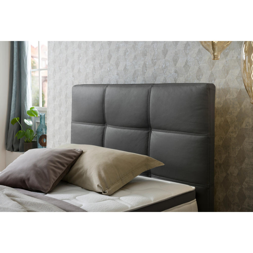 Thumbnail - Novel Boxspringbett, Schwarz, Textil, Echtleder, Rindleder, H3, 7-Zonen, Höhe ca. 27 cm, 140x200 cm, Über- und Sondergrö...