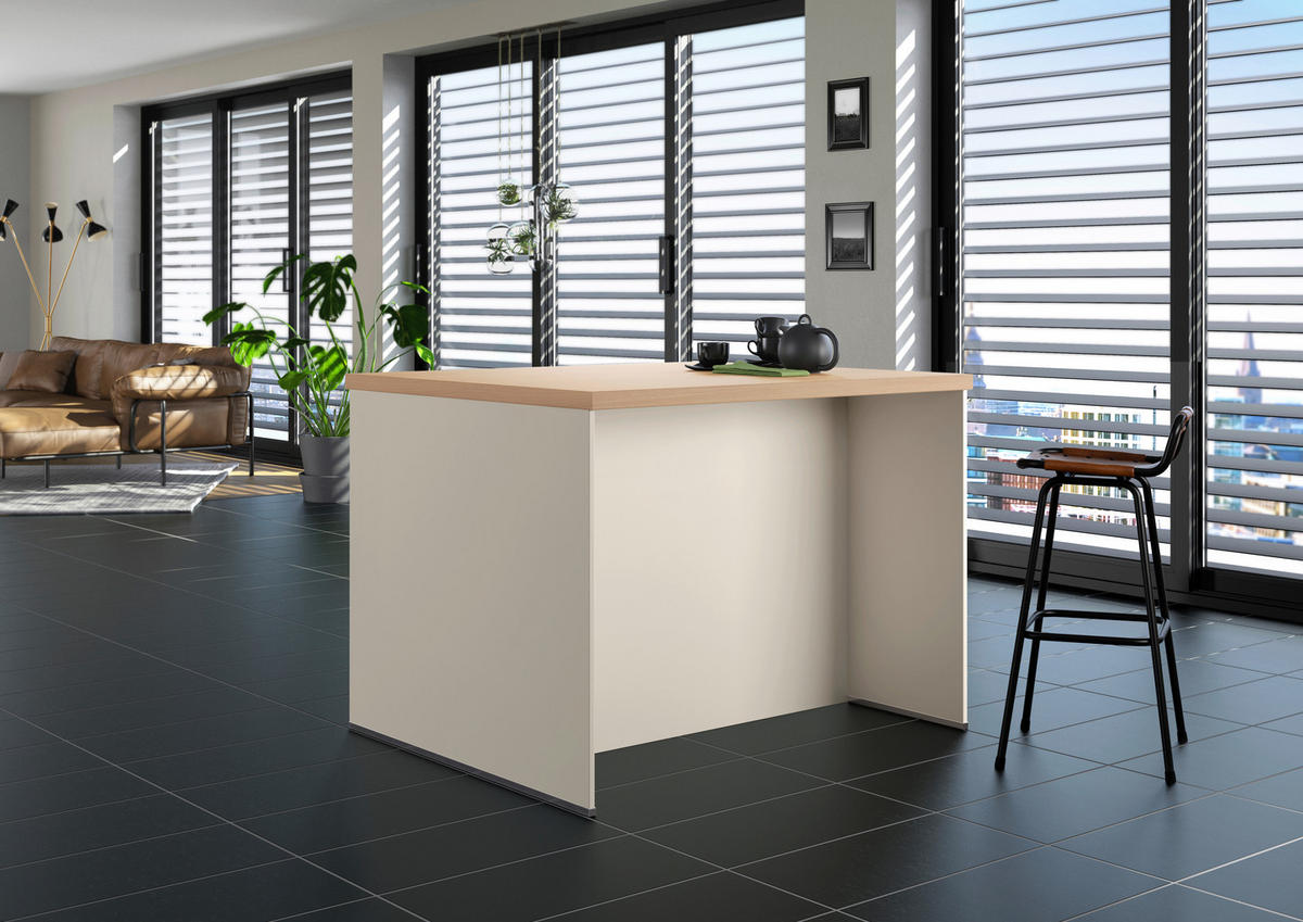 KÜCHENINSEL 123,4/91,8/96,6 cm  in Eichefarben, Magnolie  - Edelstahlfarben/Eichefarben, Basics, Holzwerkstoff/Metall (123,4/91,8/96,6cm) - Impuls