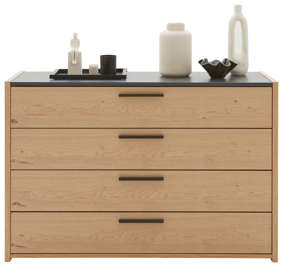 SIDEBOARD Neva  in 125,2/82,7/46 cm  - Eichefarben/Anthrazit, KONVENTIONELL, Holzwerkstoff/Metall (125,2/82,7/46cm) - Dieter Knoll