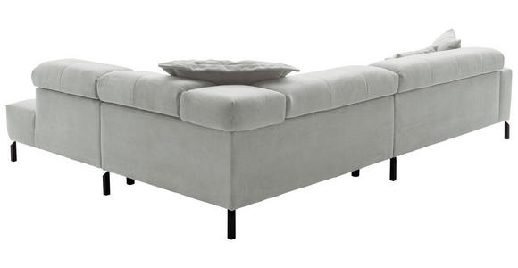 ECKSOFA in Feincord Hellgrau  - Hellgrau/Schwarz, KONVENTIONELL, Textil/Metall (311/219cm) - Hom`in