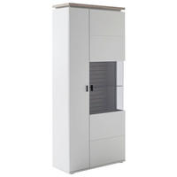 VITRINE Grau, Eichefarben  90/207/37 cm  - Eichefarben/Grau, Design, Glas/Holzwerkstoff (90/207/37cm) - Stylife