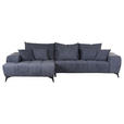 ECKSOFA  in Flachgewebe Dunkelgrau  205/300 cm  - Dunkelgrau/Schwarz, KONVENTIONELL, Textil/Metall (205/300cm) - Carryhome