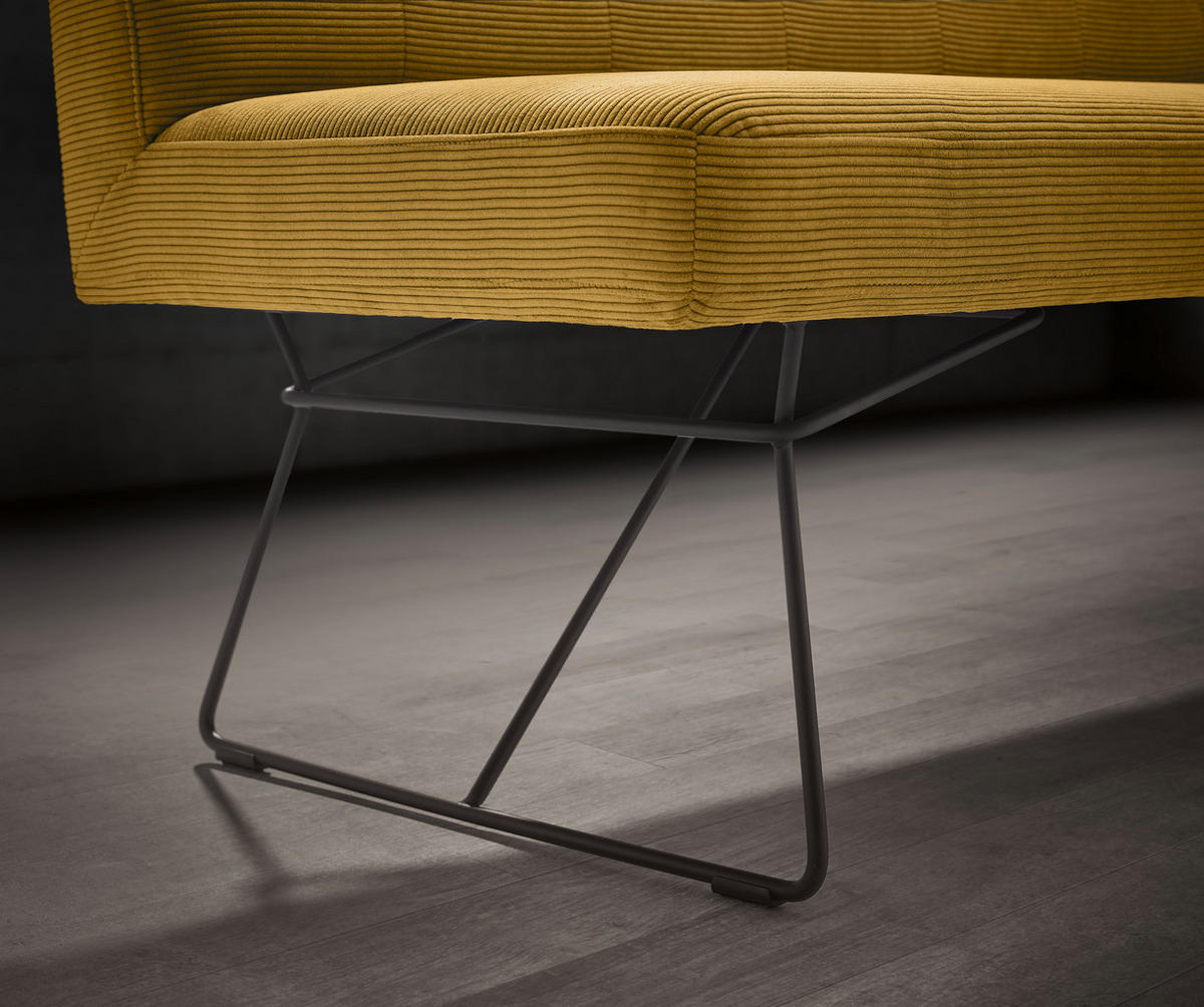 ECKBANK 232/180 cm Feincord Grün Metall   - Schwarz/Grün, Design, Textil/Metall (232/180cm) - Johann Jakob