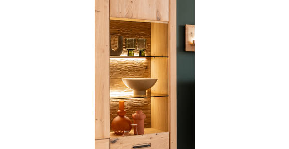 VITRINE in furniert, massiv Asteiche, Balkeneiche Eichefarben  - Eichefarben/Anthrazit, KONVENTIONELL, Glas/Holz (94/208/37cm) - Cantus