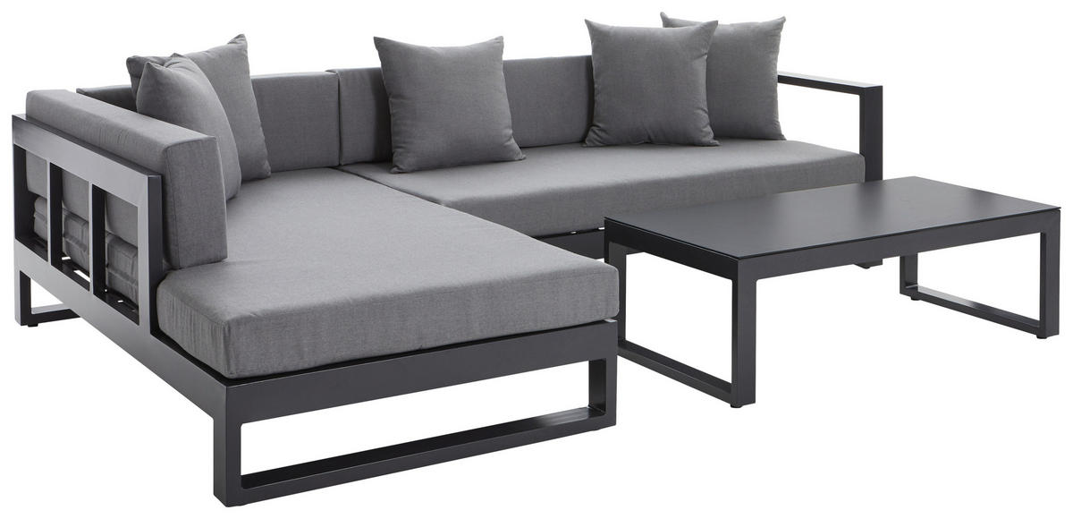 LOUNGEGARNITUR 180/248 cm Aluminium  - Anthrazit, Design, Glas/Textil (180/248cm) - Amatio