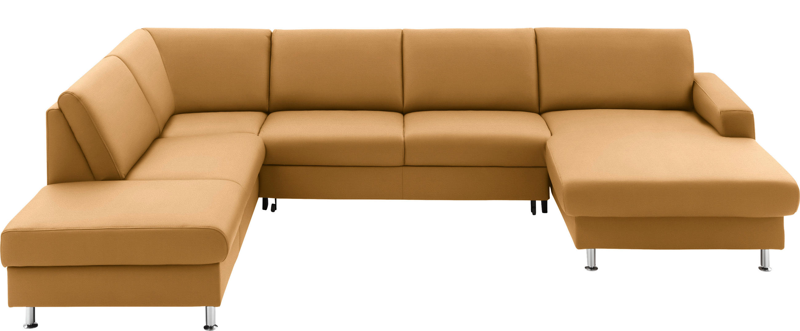 WOHNLANDSCHAFT in Echtleder Gelb  - Gelb/Alufarben, Design, Leder/Metall (233/339/165cm) - Beldomo Premium