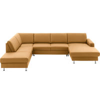 WOHNLANDSCHAFT in Echtleder Gelb  - Gelb/Alufarben, Design, Leder/Metall (233/339/165cm) - Beldomo Premium