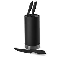 MESSERBLOCK 4-teilig  - Schwarz, Basics, Kunststoff (11/22cm) - Echtwerk