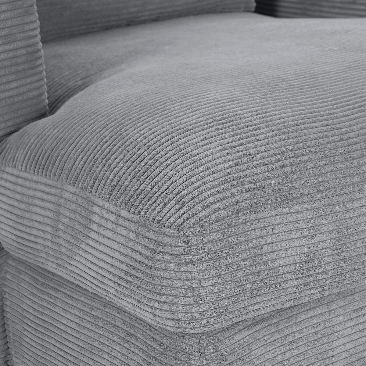 XXL-SESSEL in Cord Grau  - Schwarz/Grau, Romantik / Landhaus, Kunststoff/Textil (120/67/140cm) - Landscape