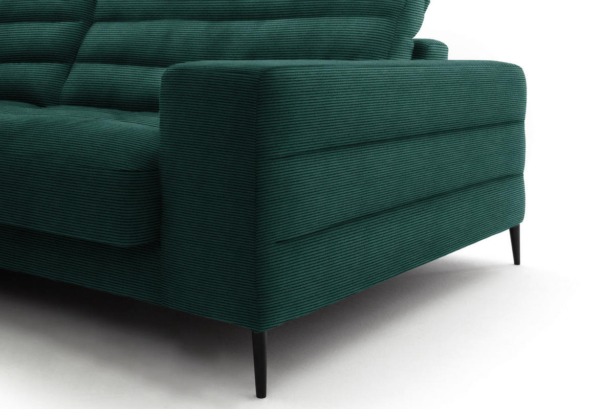 ECKSOFA in Cord Grün  - Schwarz/Grün, Design, Textil/Metall (207/296cm) - Dieter Knoll