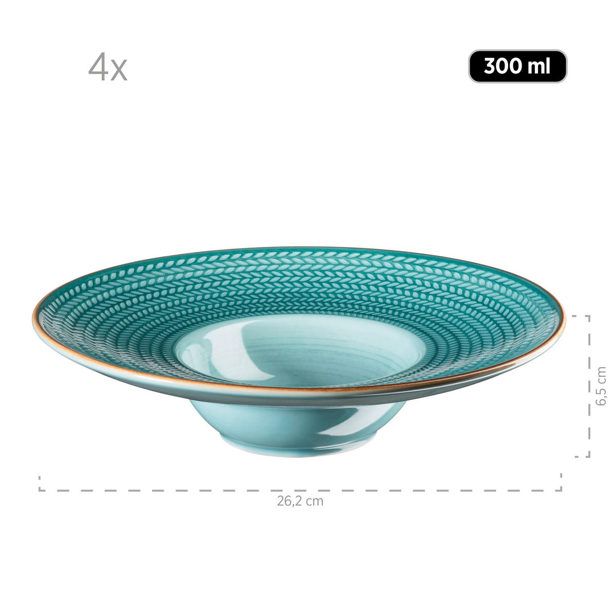 PASTATELLERSET Prospero 4-teilig  - Blau, Basics, Keramik (26,2cm) - Mäser
