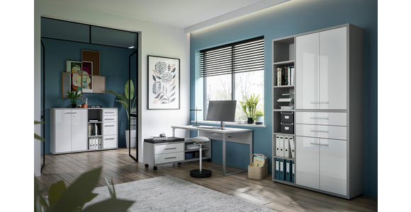 SIDEBOARD Texas  in 154,9/110/40 cm  - Hellgrau/Alufarben, MODERN, Glas/Holzwerkstoff (154,9/110/40cm) - Novel