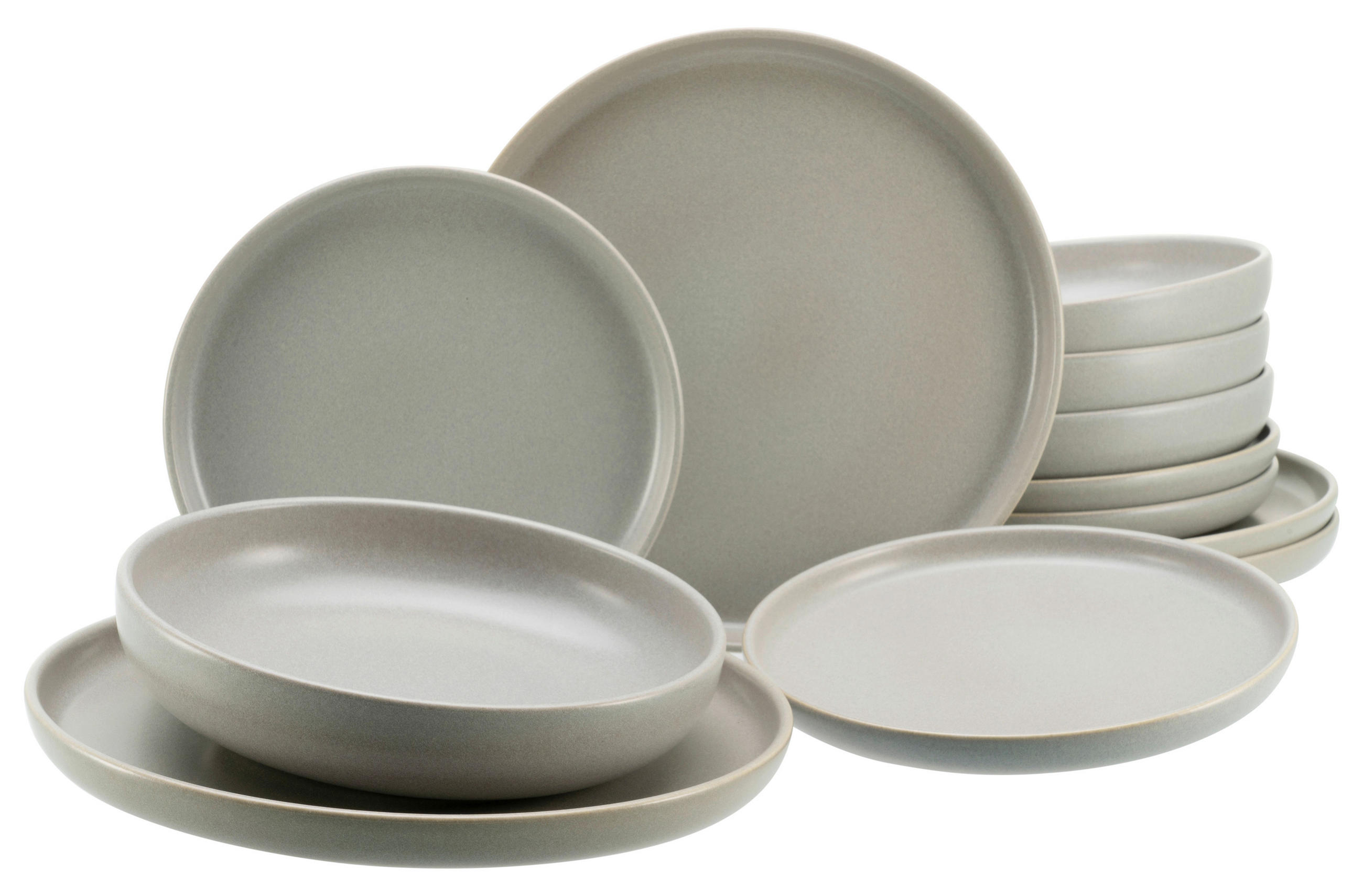 TAFELSERVICE Uno 12-teilig - Grau, Konventionell, Keramik - Creatable