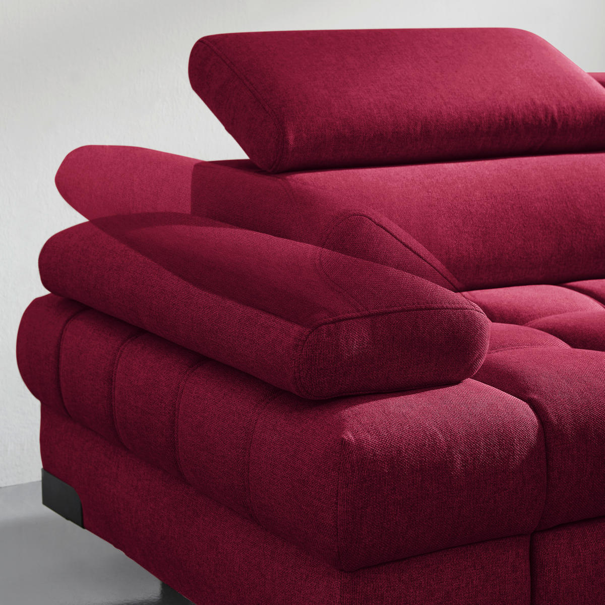 ECKSOFA in Webstoff Rot  - Rot/Schwarz, Design, Textil/Metall (263/223cm) - Welnova
