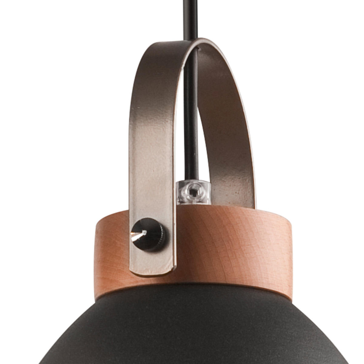 PENDELLEUCHTE DANIELLE 37/79 cm   - Graphitfarben, KONVENTIONELL, Holz/Metall (37/79cm)