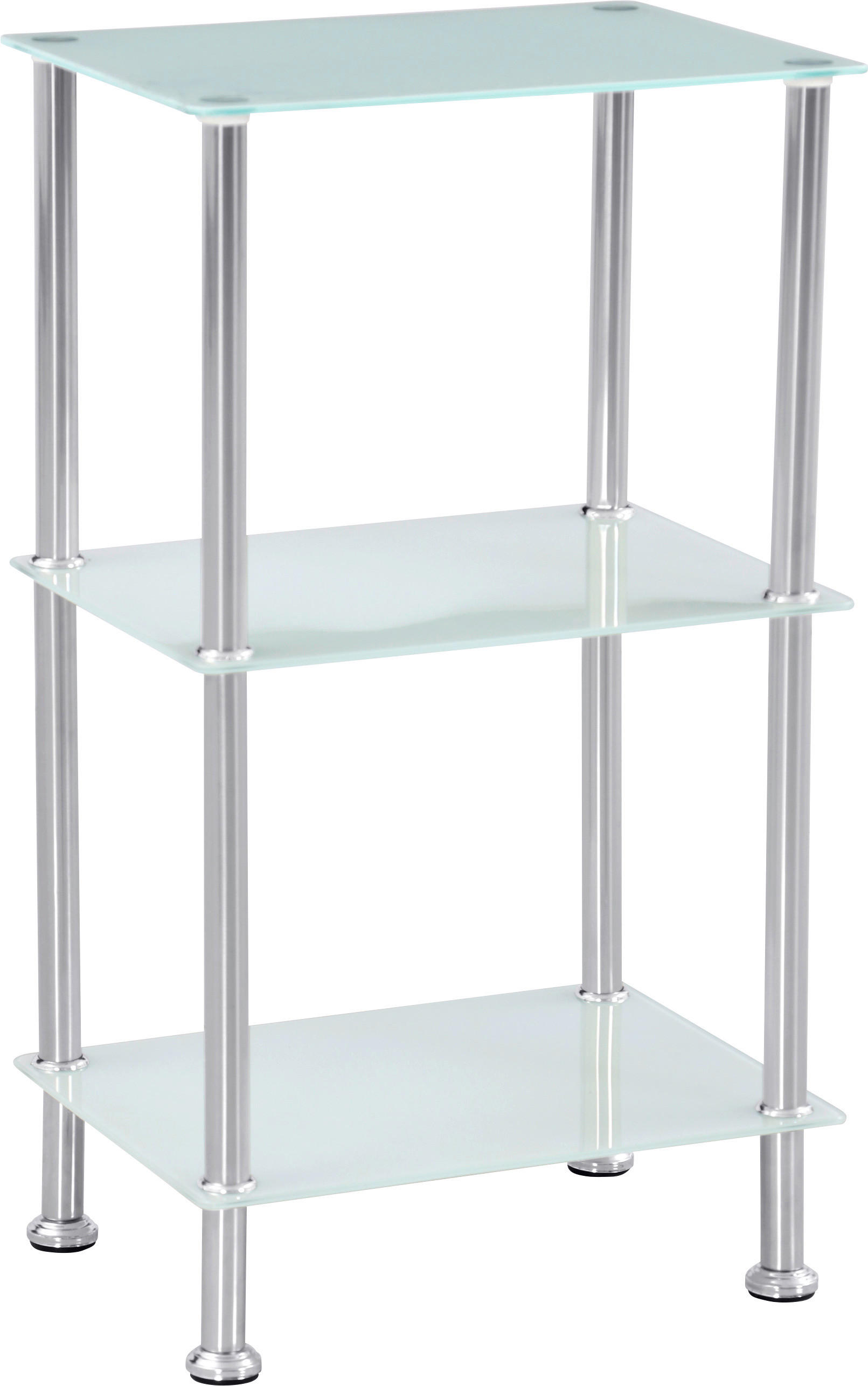 Regal mit Glasfächern Glare B 40cm, Edestahl/Weiß