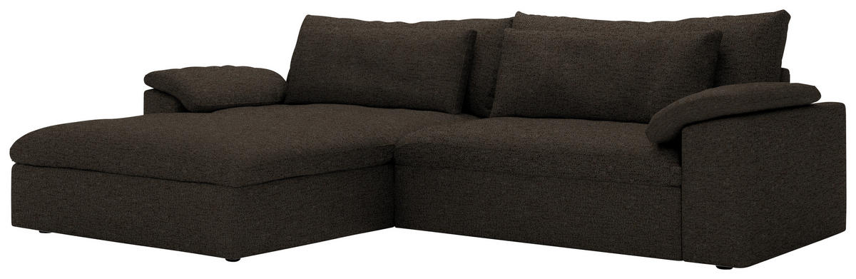 ECKSOFA Flachgewebe Schwarzbraun  - Schwarzbraun/Schwarz, Modern, Kunststoff/Textil (198/306cm) - Carryhome
