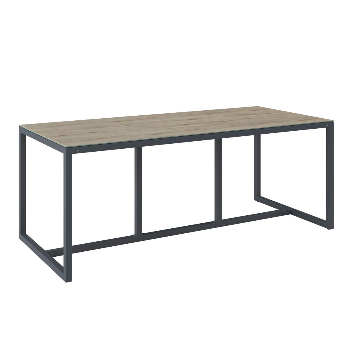 GARTENTISCH 200/90/76 cm Metall, Glas rechteckig  - Eichefarben/Anthrazit, MODERN, Glas/Metall (200/90/76cm) - Ambia Garden