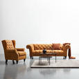 CHESTERFIELD-SOFA Currygelb Echtleder  - Currygelb/Dunkelbraun, LIFESTYLE, Leder/Holz (230/74/101cm) - Landscape