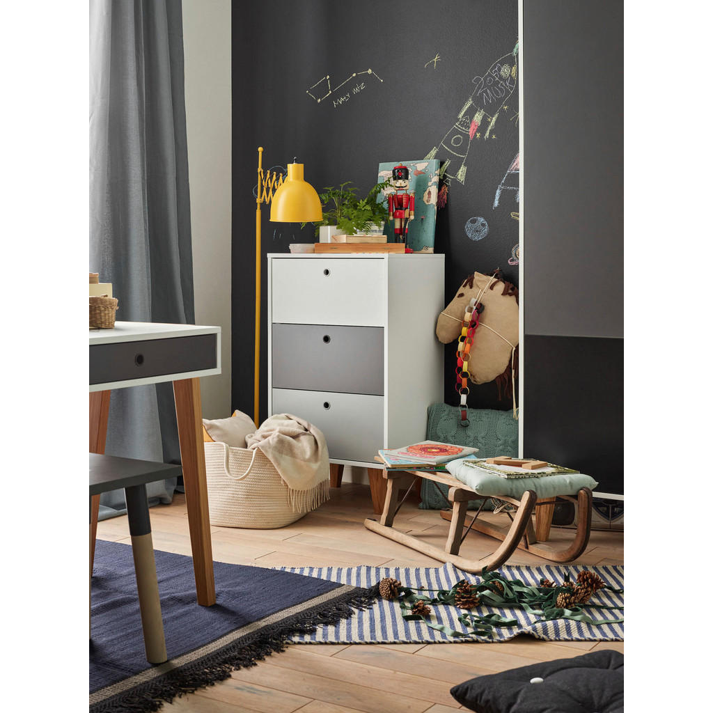 Thumbnail - Mid.you Kommode, Graphit, Grau, Weiß, Kunststoff, Eiche, 3 Schubladen, 53.4x96x45 cm, Wohnzimmer, Kommoden & Sideboards,...