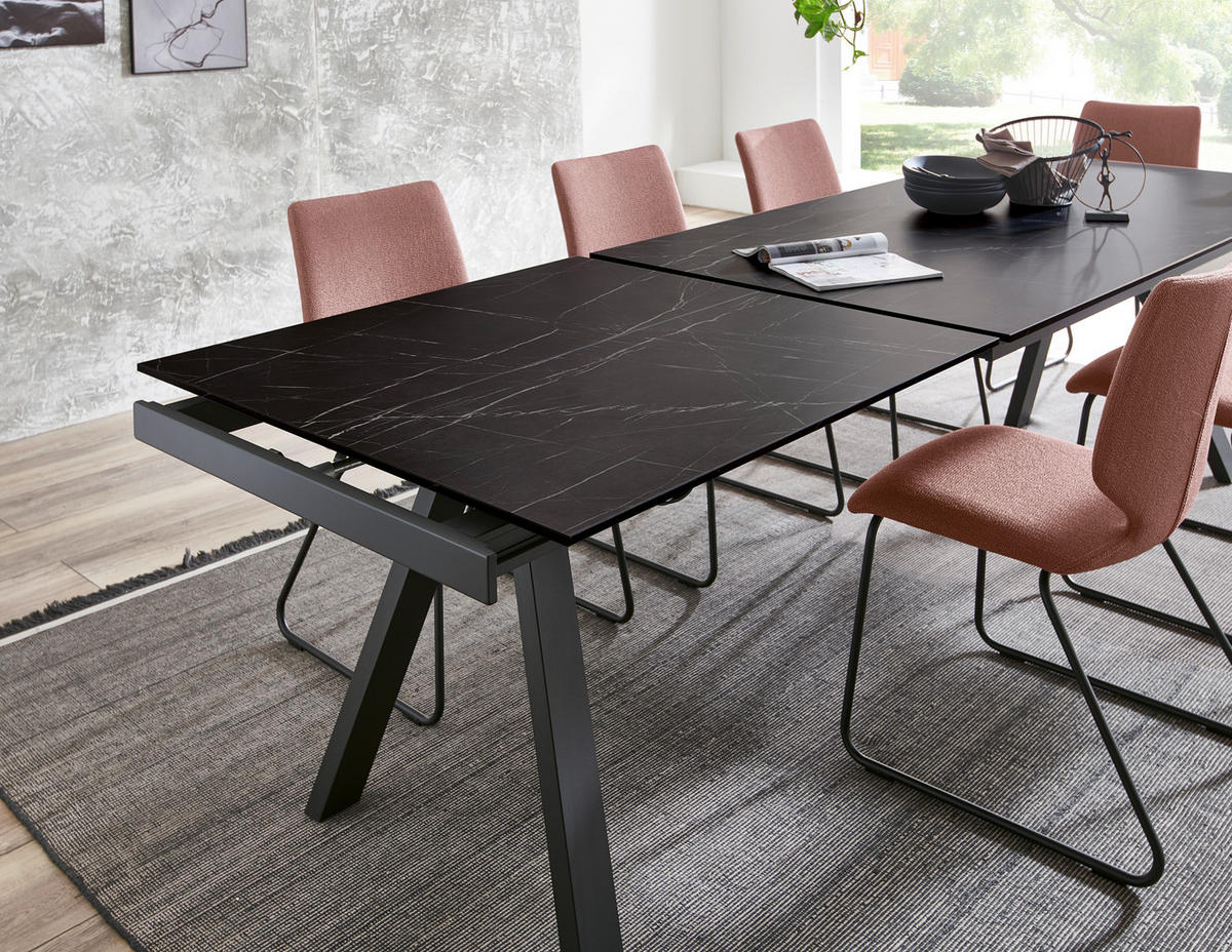 ESSTISCH in Metall, Holzwerkstoff 160-225/90/75 cm  - Anthrazit/Schwarz, Design, Holzwerkstoff/Metall (160-225/90/75cm) - Venjakob