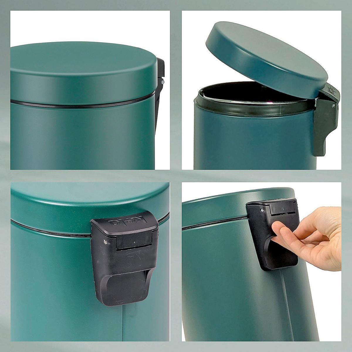KOSMETIKEIMER MONACO 3 L  - Dunkelgrün/Schwarz, Basics, Kunststoff/Metall (17/26cm) - Kela