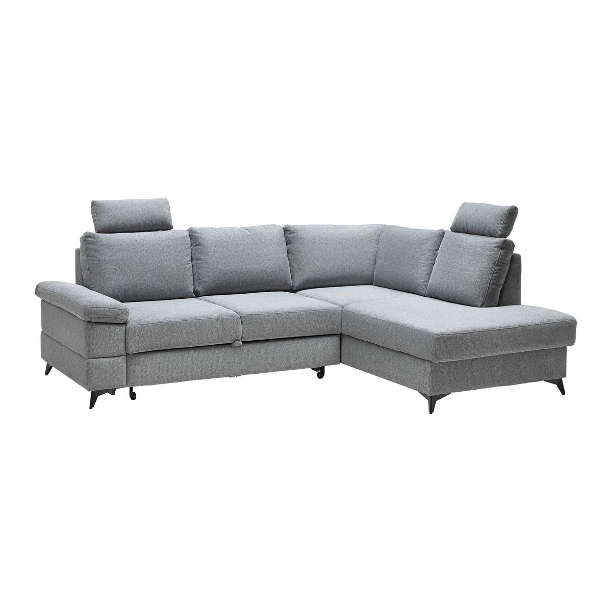 ECKSOFA Webstoff Grau  - Schwarz/Grau, Modern, Textil/Metall (250/189cm) - MID.YOU