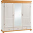 KLEIDERSCHRANK 3 -türig Kiefer massiv Kieferfarben, Weiß - Weiß/Kieferfarben, Design, Holz/Metall (195/218/62cm) - CARRYHOME