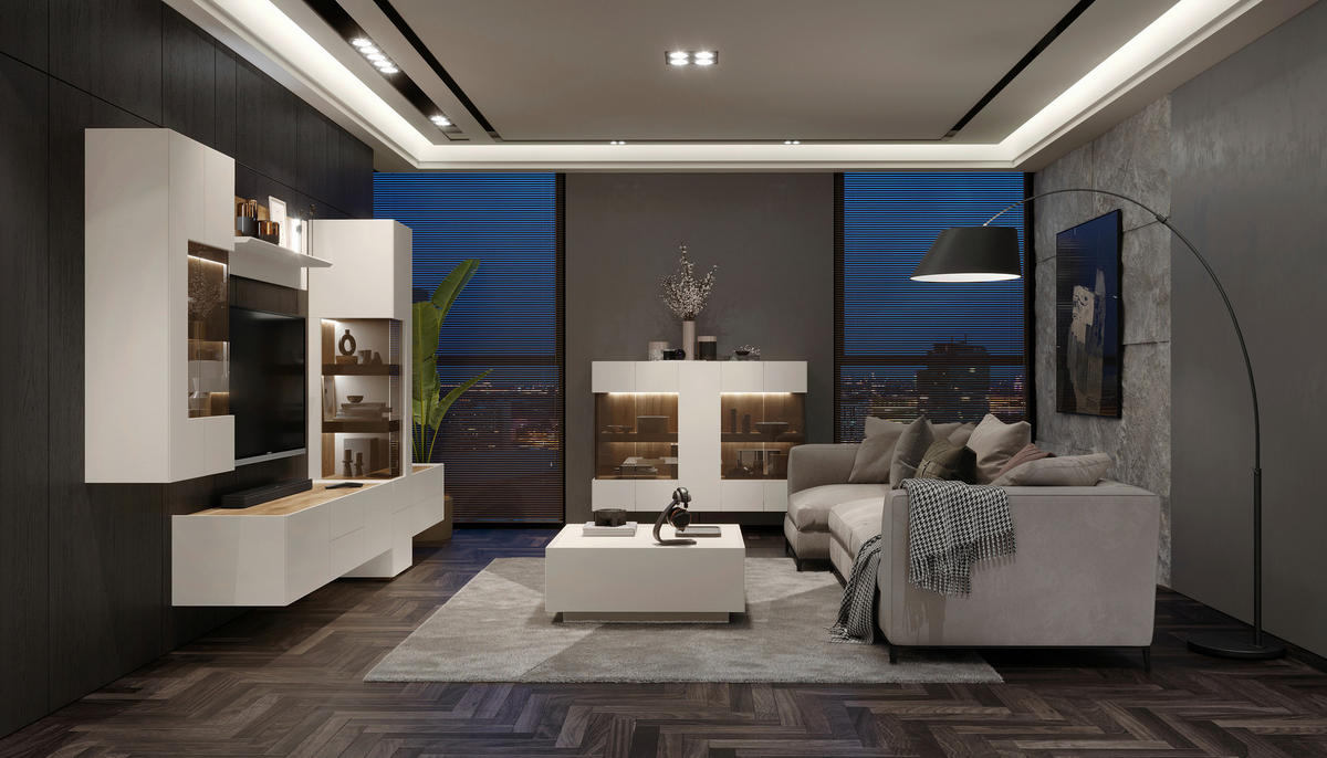 TV-ELEMENT kašmir  - kašmir, Design, kovina/leseni material (206/37/47cm) - Hom`in