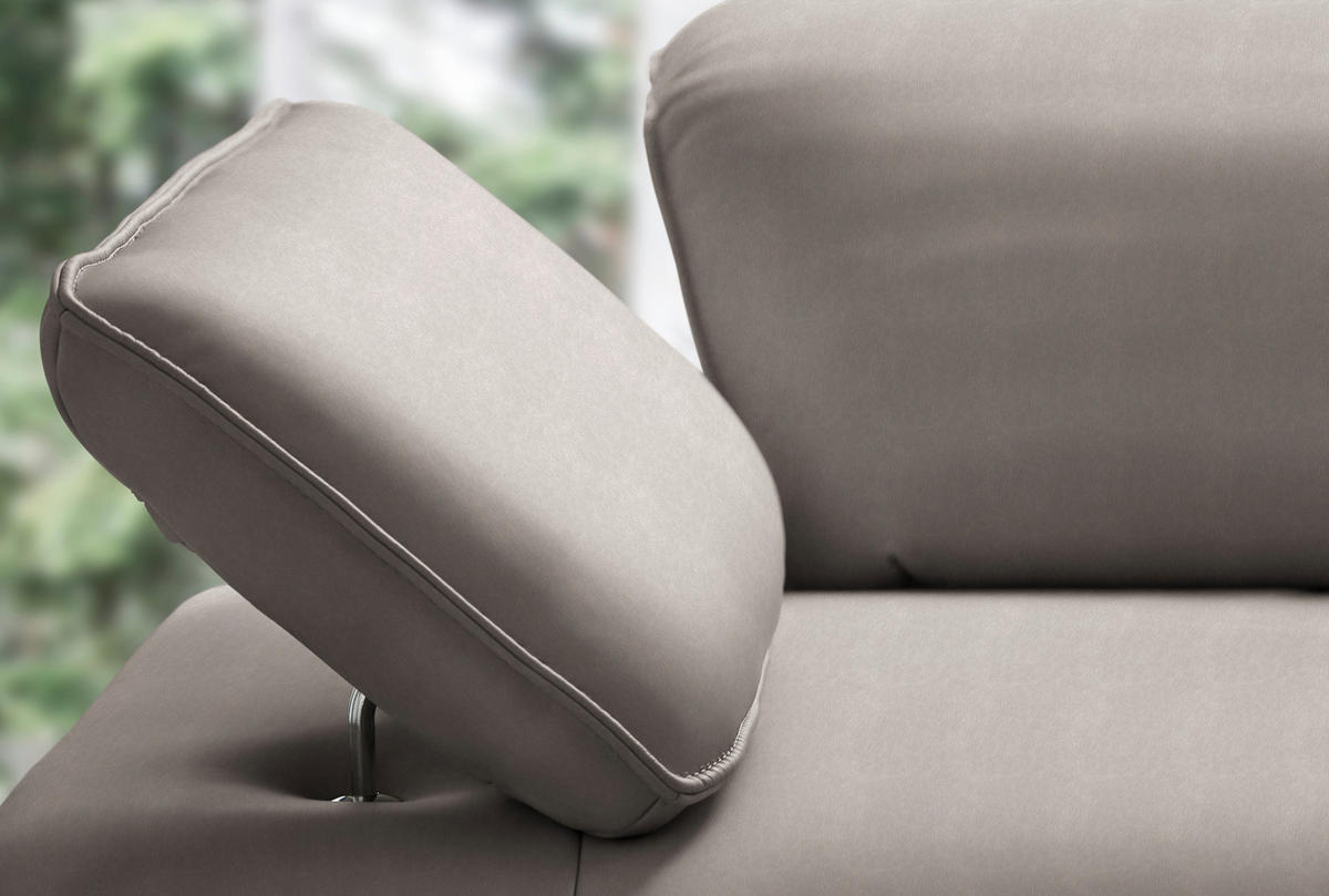 ECKSOFA Echtleder Graubraun  - Anthrazit/Graubraun, Design, Leder/Metall (290/230cm) - Johann Jakob